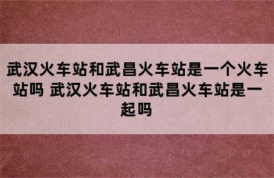 武汉火车站和武昌火车站是一个火车站吗 武汉火车站和武昌火车站是一起吗